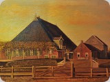 1938 schilderij  van de boerderij van Durk Dooper.
